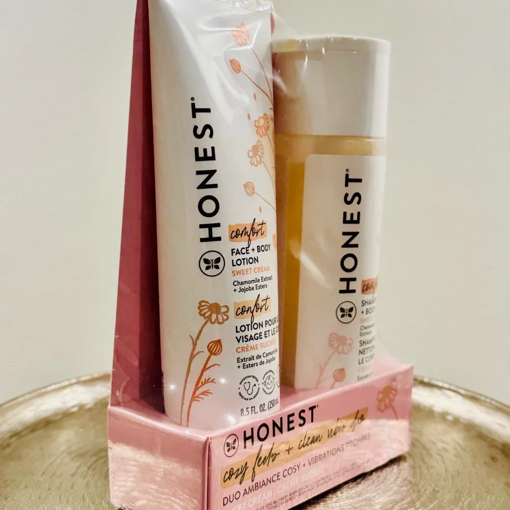 THE HONEST Baby Shampoo + Lotion Set, Sweet Cream. Comfort, 18.5 oz.